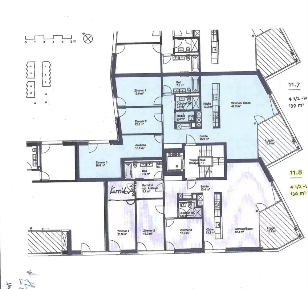 Grundriss Moderne 4.5-Zimmer-Wohnung mit Aussicht in Zug
