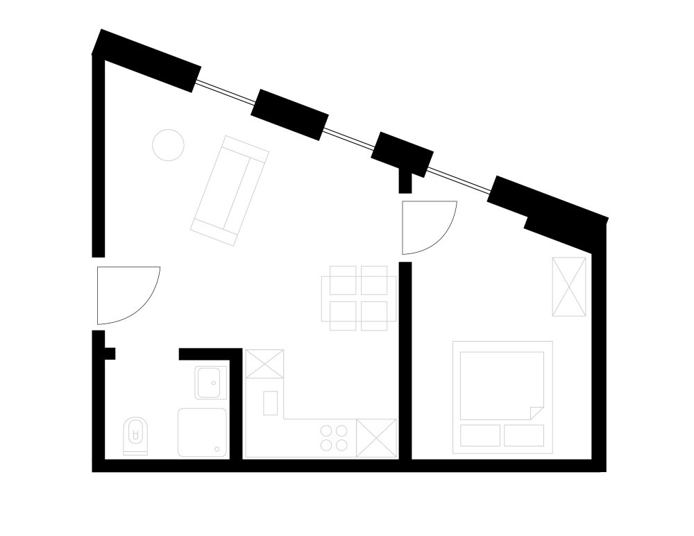 Grundriss 2min zum HB - möblierte 2.5 Zimmerwohnung