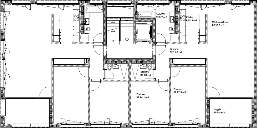 Grundriss Möblierte 3.5-Zimmer-Wohnung an Toplage wenige Gehminuten vom Vierwaldstättersee