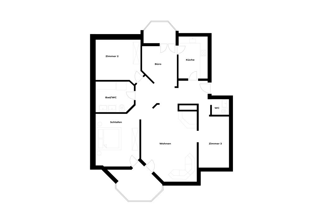 Grundriss Möblierte 4.5 Zimmer-Dachwohnung in Küssnacht mit See- & Bergsicht