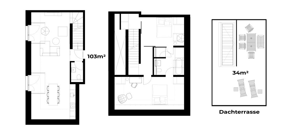 Grundriss 4min zum HB - möblierte 3.5 Zimmerwohnung