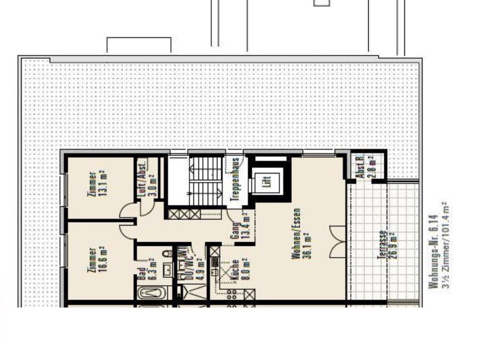 Grundriss 3.5 Zimmer-Attikawohnung in Luzern
