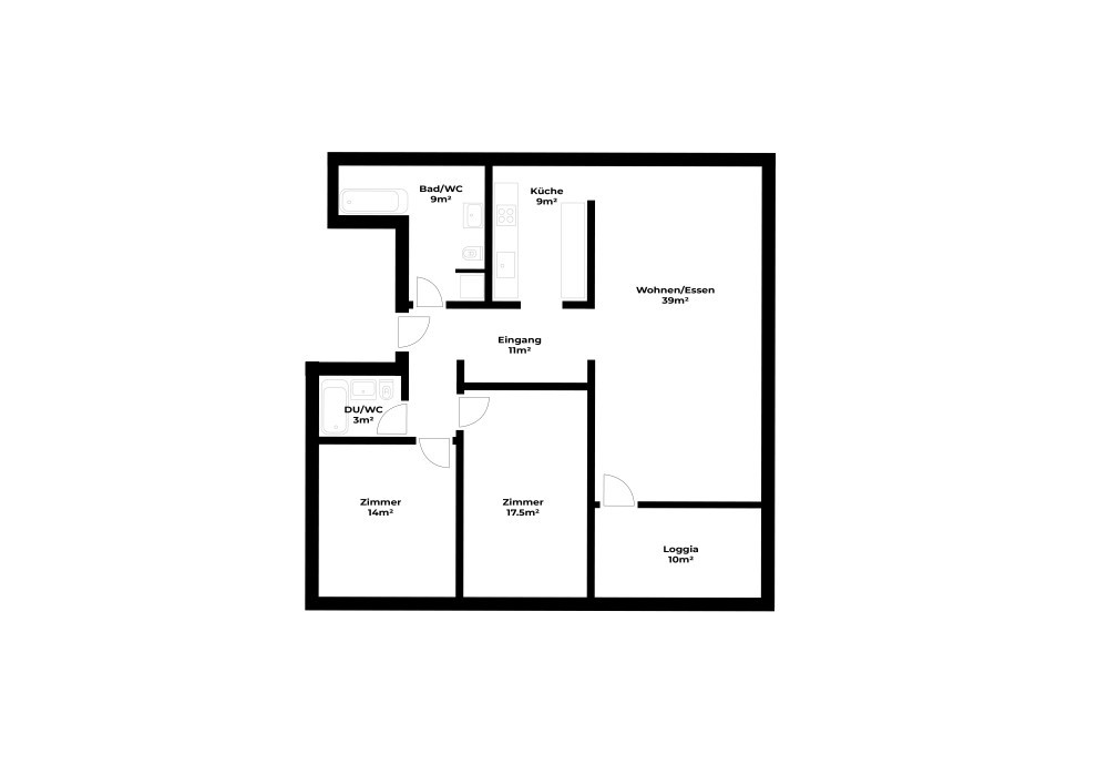 Grundriss Furnished 3.5-room apartment in a prime location just a few minutes walk from Lake Lucerne