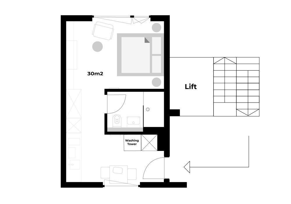Grundriss NEW - 1.5 room apartment - in the middle of Zug incl. e-scooter