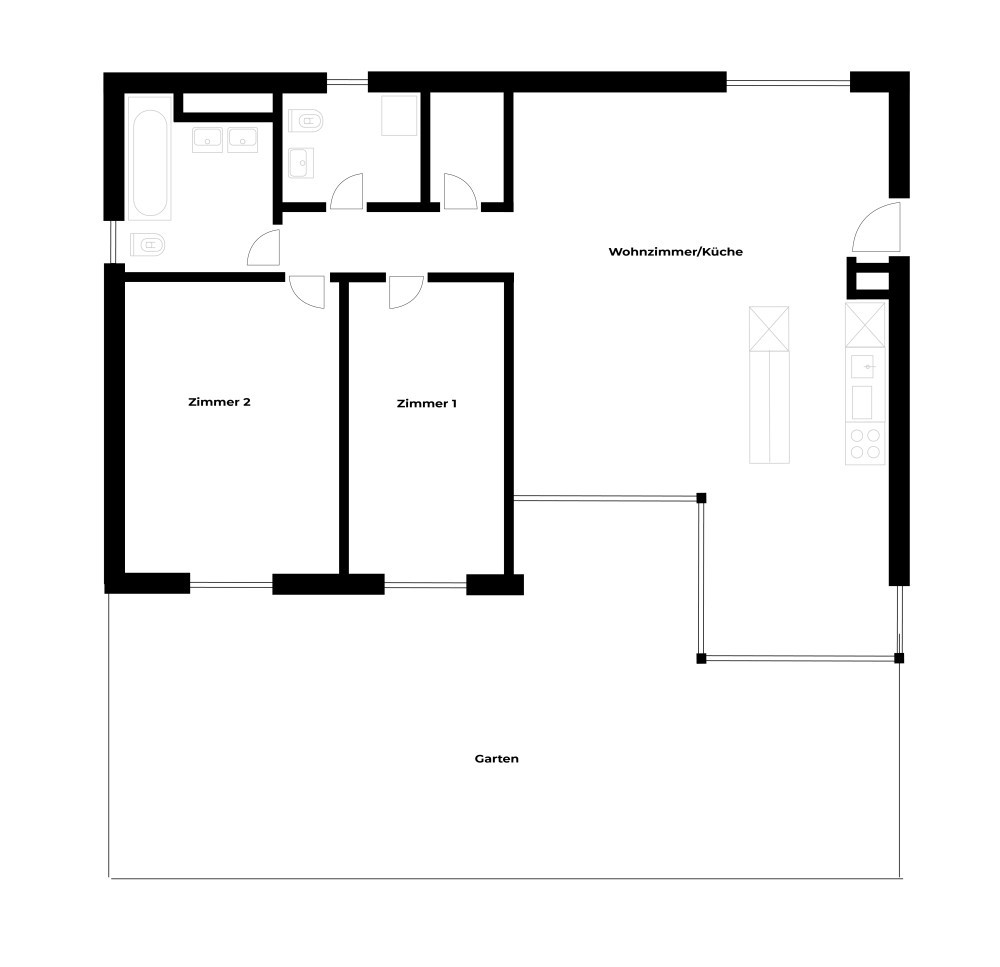 Grundriss 3.5 Zimmer Wohnung - moderne Wohnung mit Parkplatz und Freizeit- und Trainingsraum inklusive Sauna
