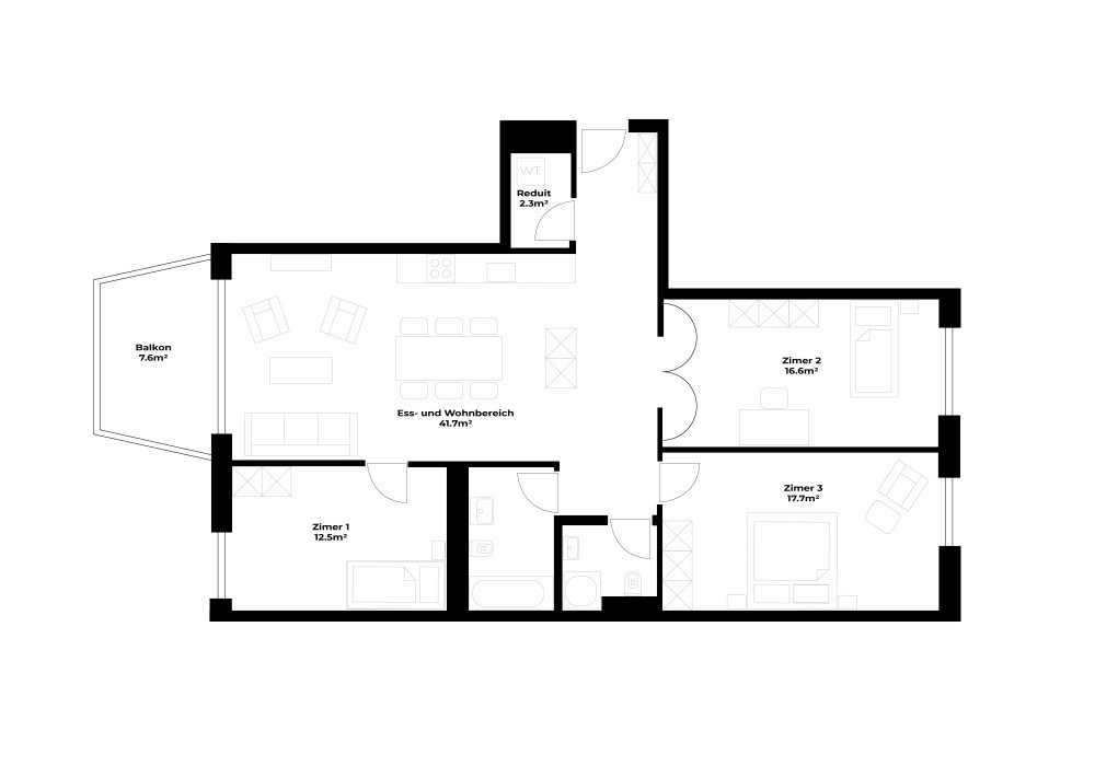 Grundriss Gemütliche 4.5 Zimmerwohnung in Basel