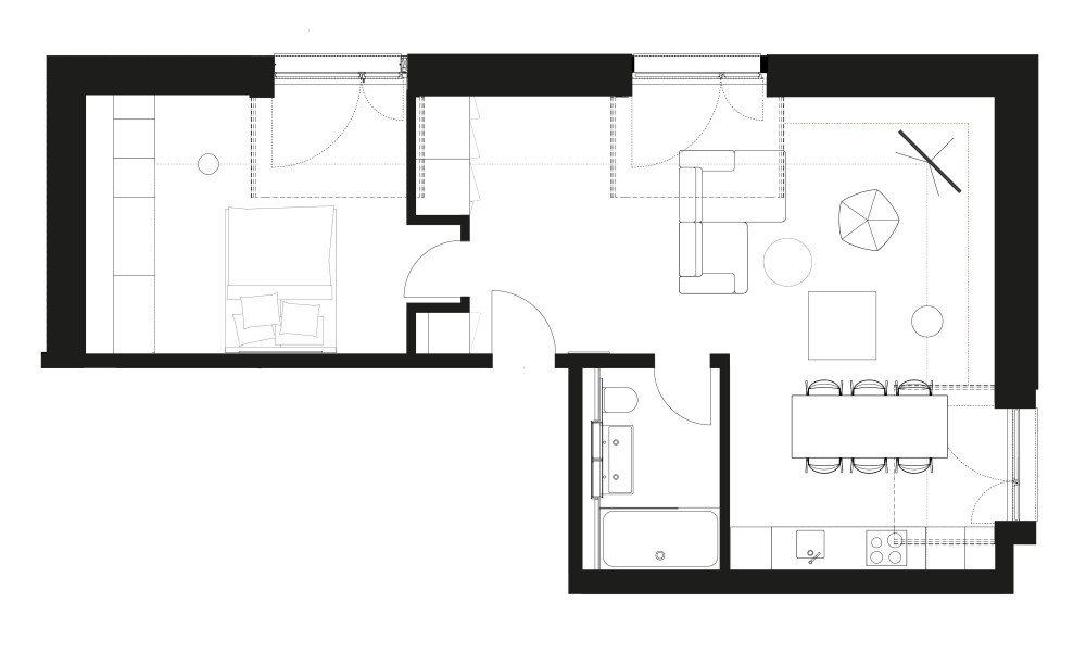 Grundriss 4min zum HB - möblierte 2.5 Zimmer Loft-Wohnung