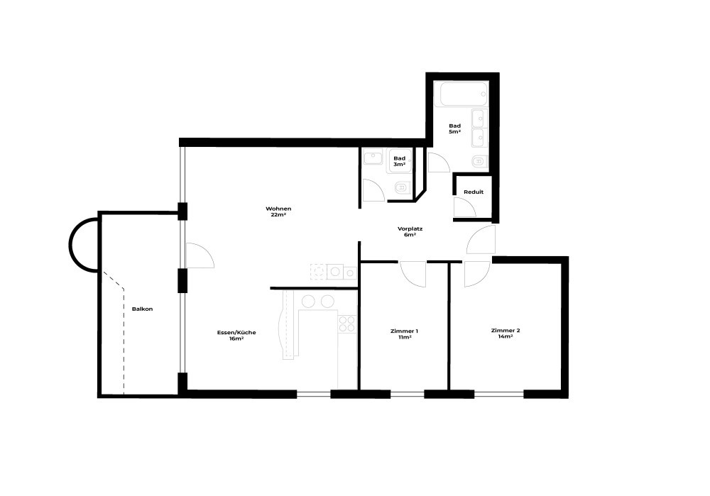 Grundriss 3.5-Zimmer-Wohnung an bester Lage im Kanton Zug