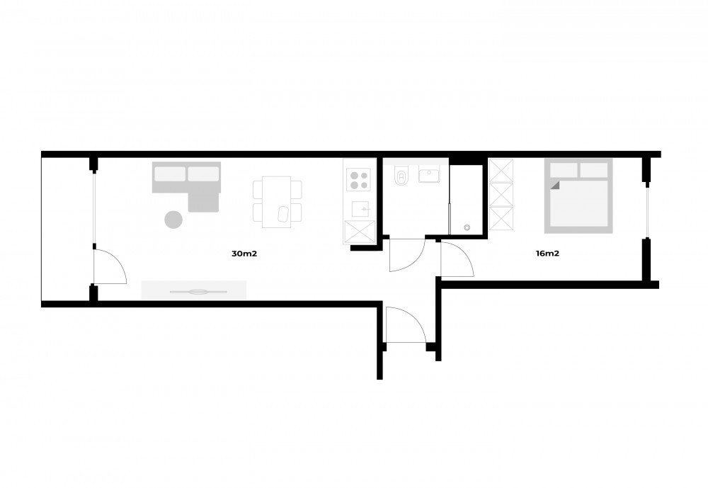 Grundriss NEU - 2.5 Zimmerwohnung - mit Balkon und 8min zum Bahnhof