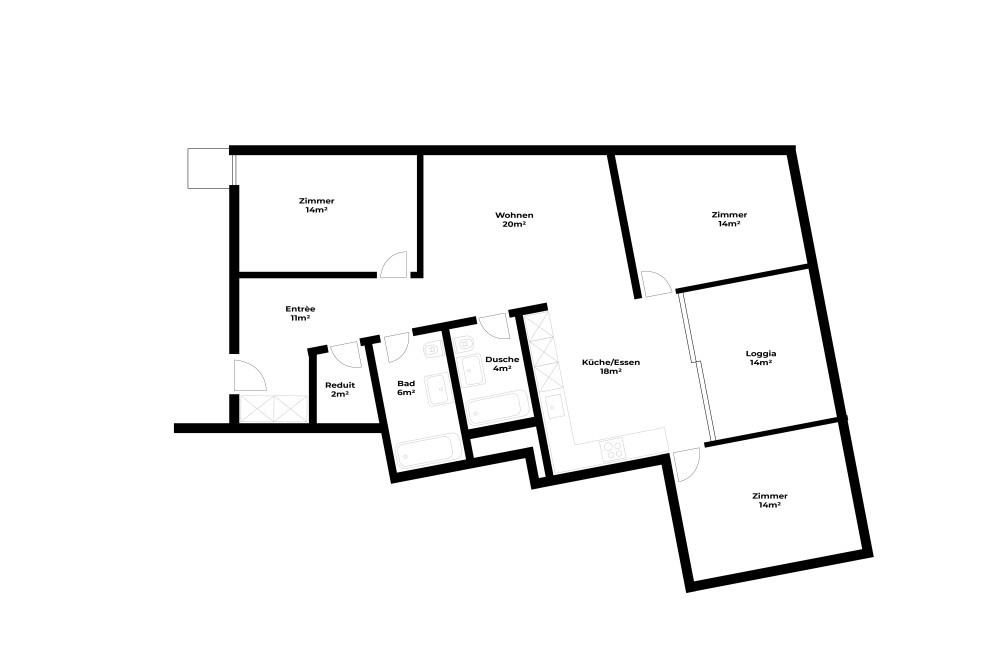 Grundriss Möblierte 4.5-Zimmer-Wohnung im modernen Mattenhof Kriens