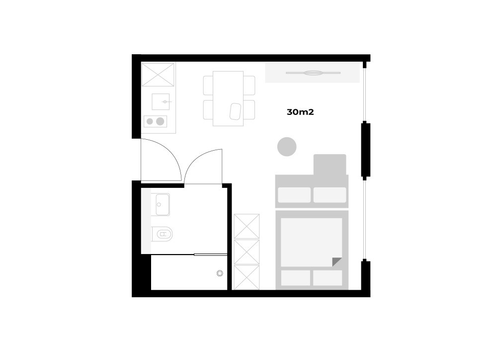 Grundriss NEU - 1.5 Zimmerwohnung - zentrale und trotzdem ruhige Lage